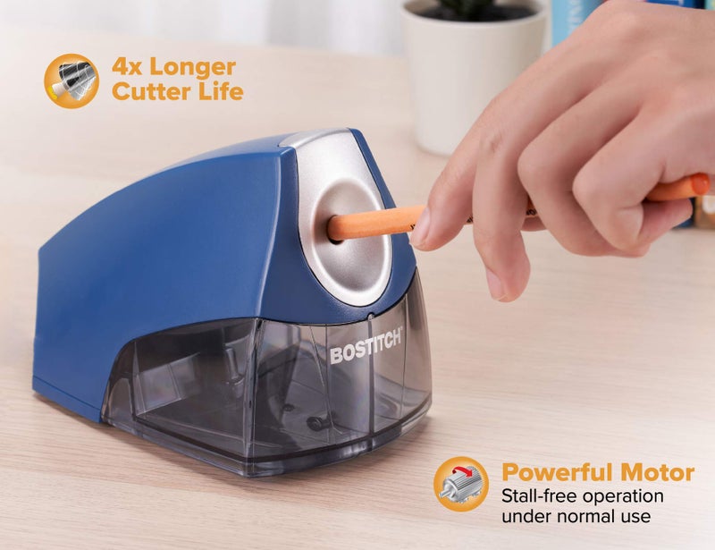 Bostitch Office Electric Pencil Sharpener, Heavy Duty Powerful Stall-Free Motor, High Capacity Shavings Tray, for Office or Classroom, Navy Blue - Image 2